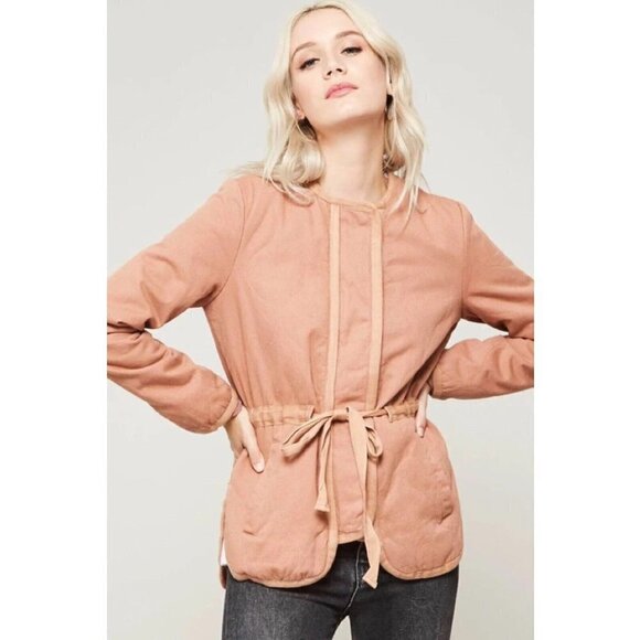 Promesa Large Mauve Pink Slow Lane Quilted Drawstring Zip Up Jacket - Picture 1 of 16